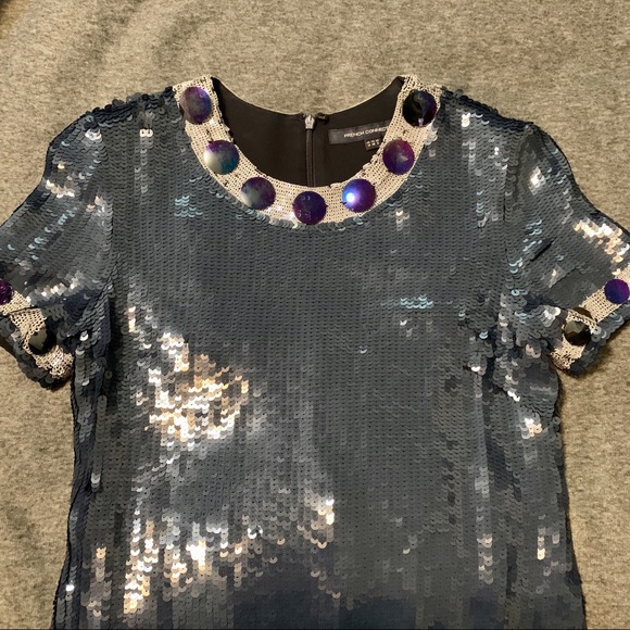 French Connection Sequin Navy Dress - Picture 4 of 6